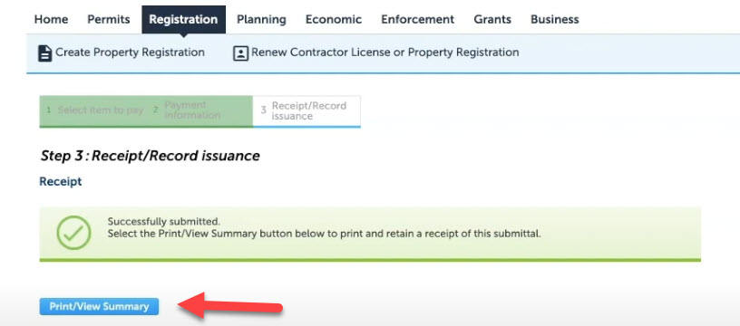 Print the summary in step 3 of the process of registering your rental property with the City of Grand Rapids